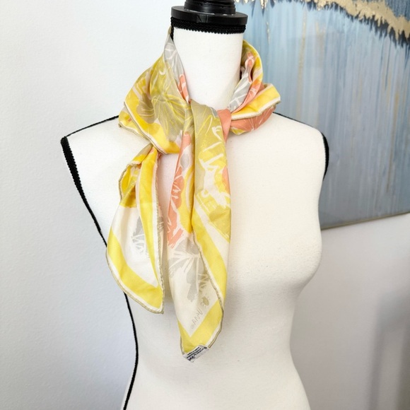Vintage Accessories - Scarves a by Vera 100% Silk 60s/ 70s Vera Ladybug Floral Yellow  Scarf Japan